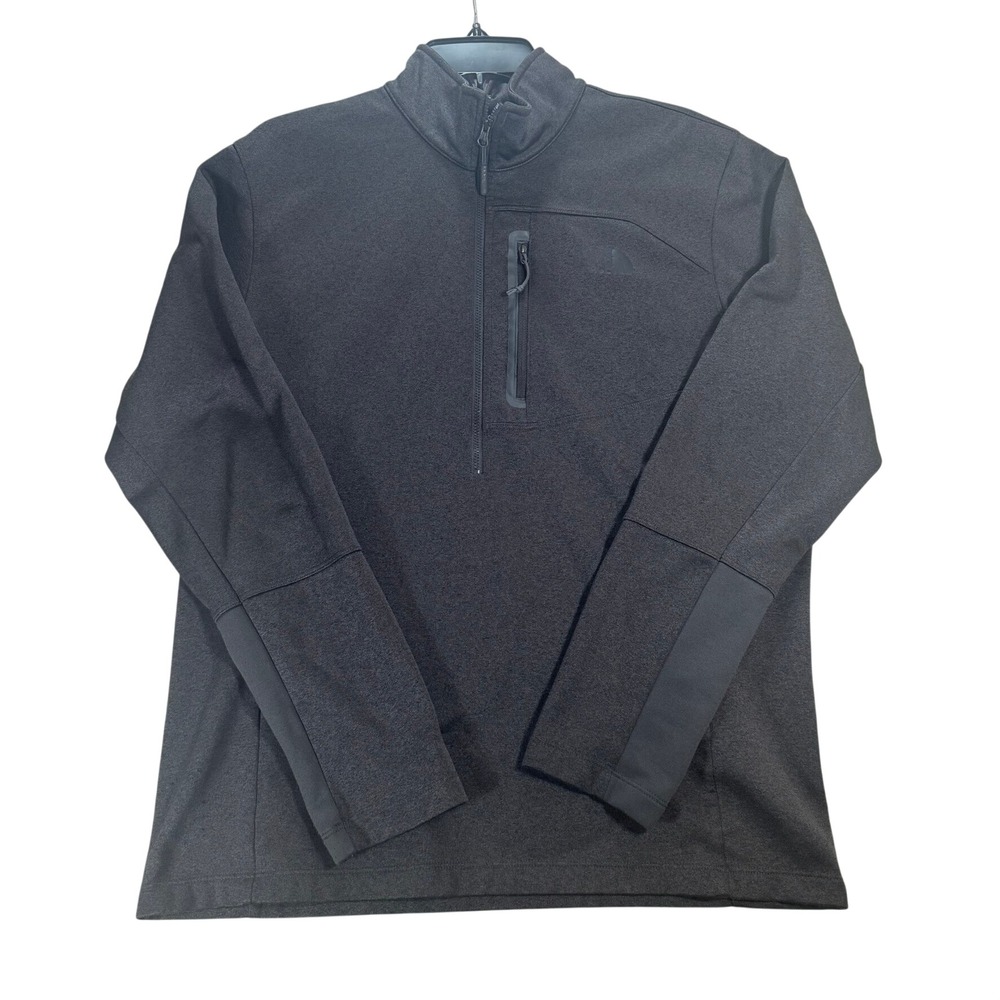 The North Face Mens 1/4 Zip Fleece Large Gray Heather Chest Pocket CY1431 "Wear"